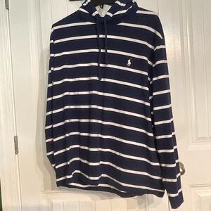 Polo by Ralph Lauren Navy & White Striped Hooded Top